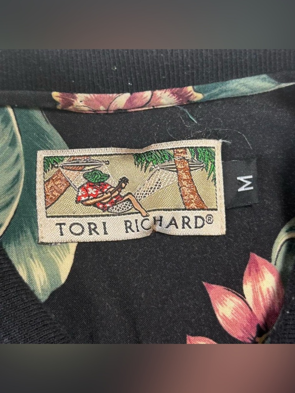 Tori Richard Vintage Hawaiian Floral Polo Shirt Made in USA M - Picture 4 of 6